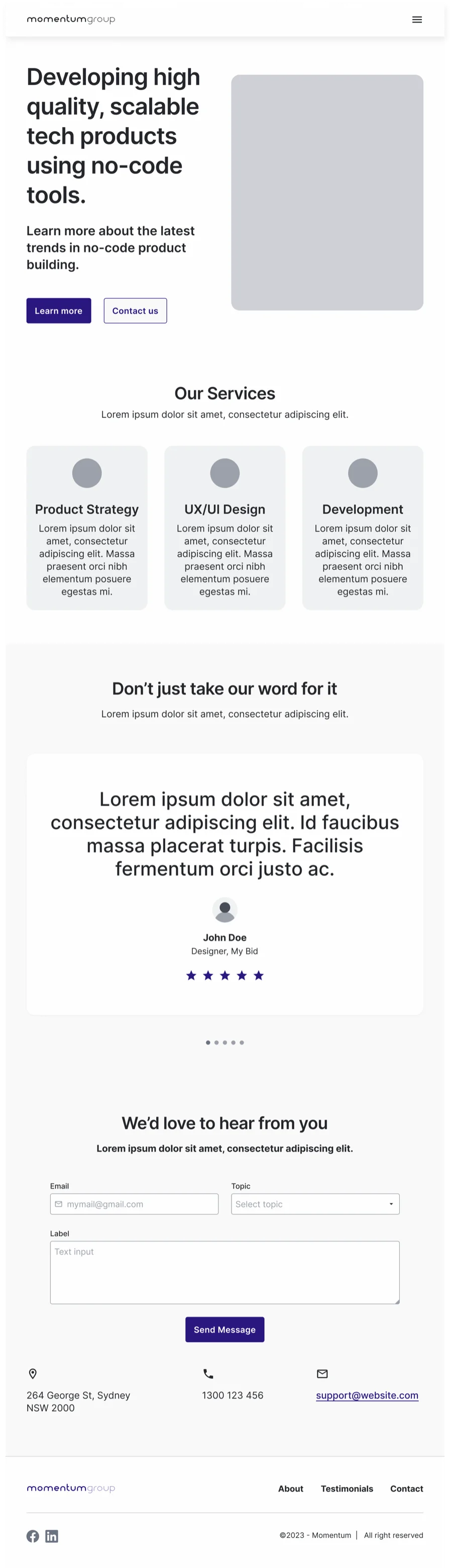 The same homepage on a tablet — narrower, the layout beginning to reflow.